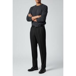 Men's Haggar Pleated Classic Pants, Black 54W x 30L, NWT